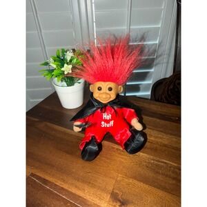 Vintage Russ Berrie Troll Doll Hot Stuff Devil Red Hair Costume Plush 1811